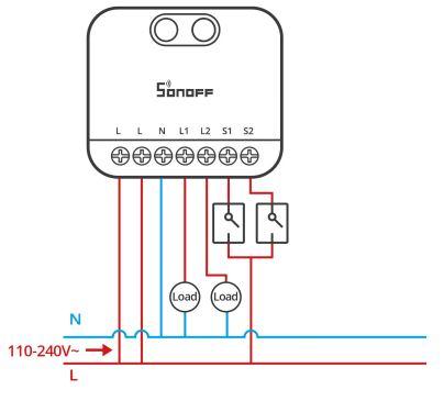 Подключение Zigbee-реле к двухклавшиному выключателю